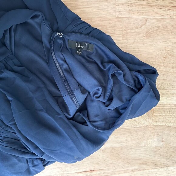 Lulus Thoughts of Hue Navy Blue Surplice Maxi Dress 1X Wedding Bridesmaid - Picture 5 of 6